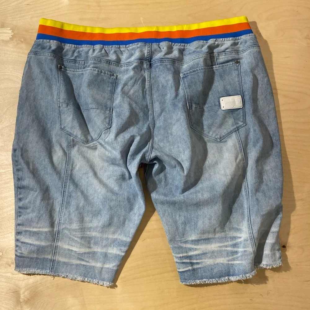 Born Fly Stylish Distressed Denim Shorts with Colorful Waistband 46 (OV) - Picture 10 of 10